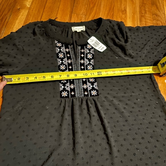 Cloth & Portrait Sheer Black Embroidered Women's Top - Picture 4 of 6